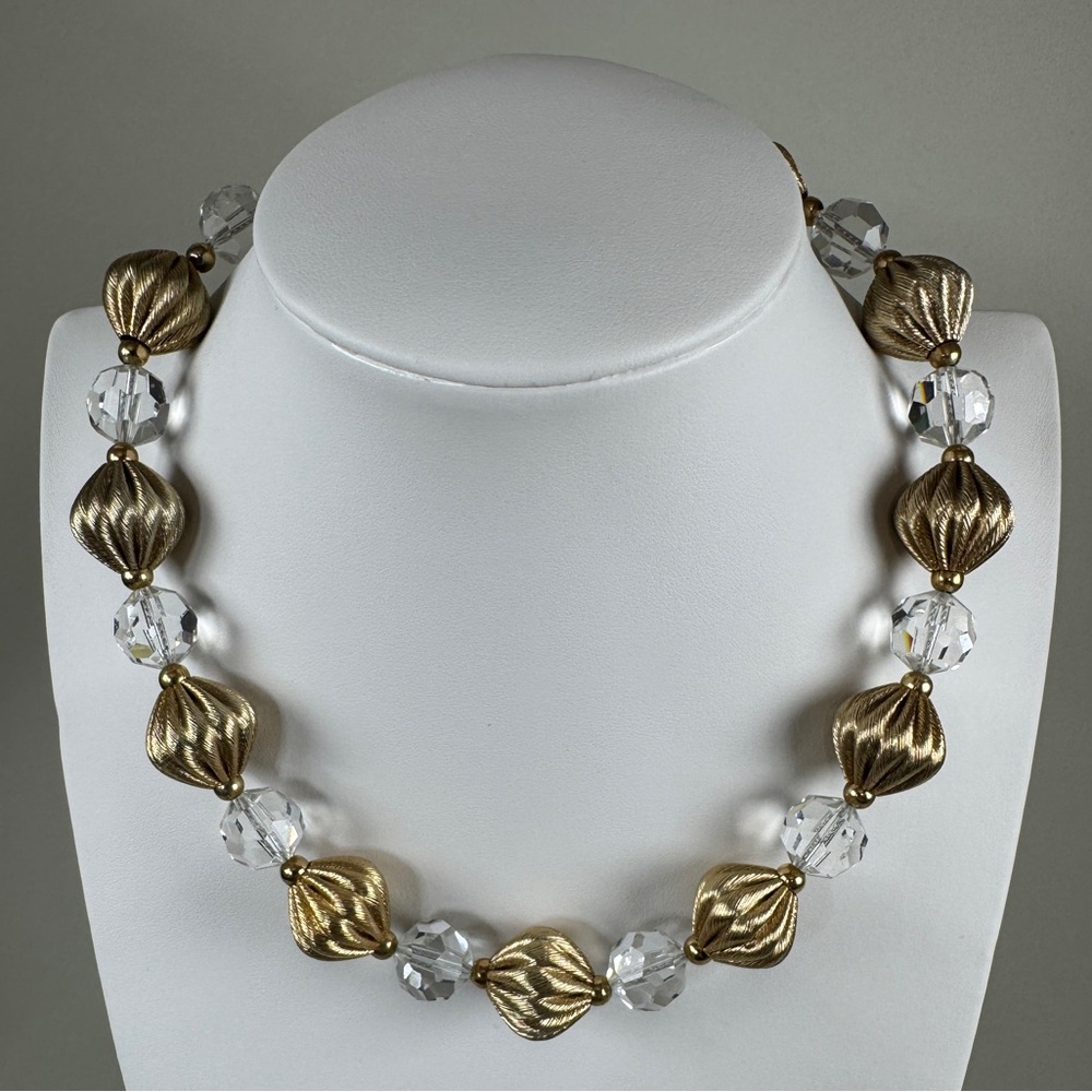 Vintage Gold-tone and crystal bead necklace by Napier